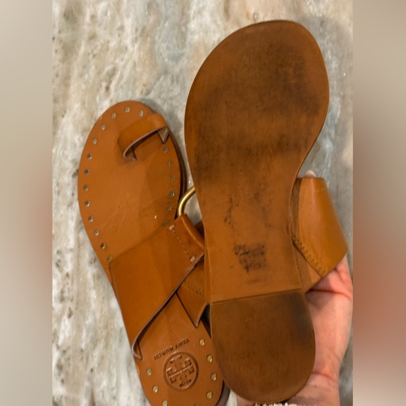 Women’s TORY BURCH Ravello tan leather studded sandals- Size 7.5 - Picture 6 of 7